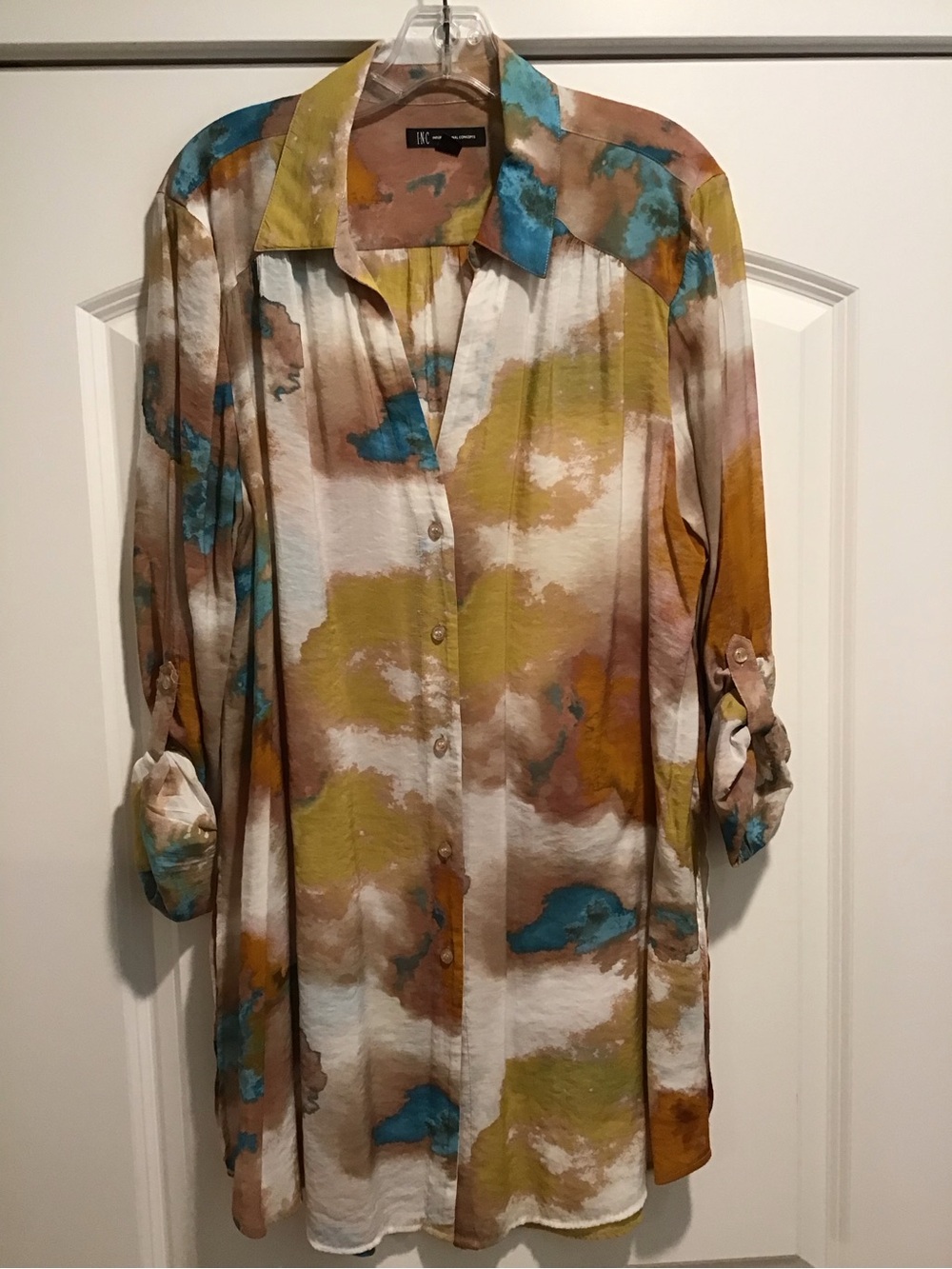 INC International Concepts Multicolor Watercolor Blouse